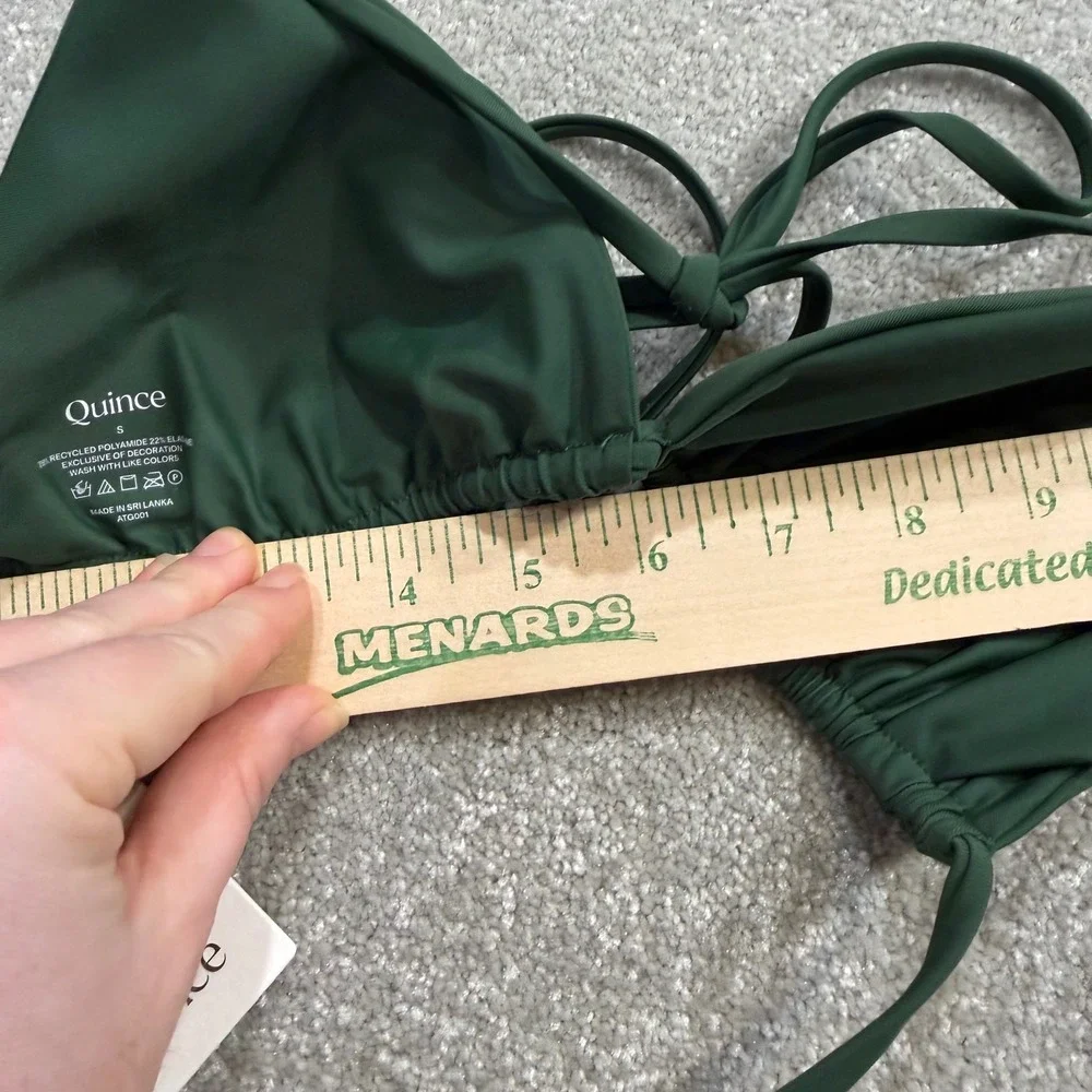 Quince‎ Triangle Bikini Top Recycled Palm Green Small NWT Halter Swimwear Barbie